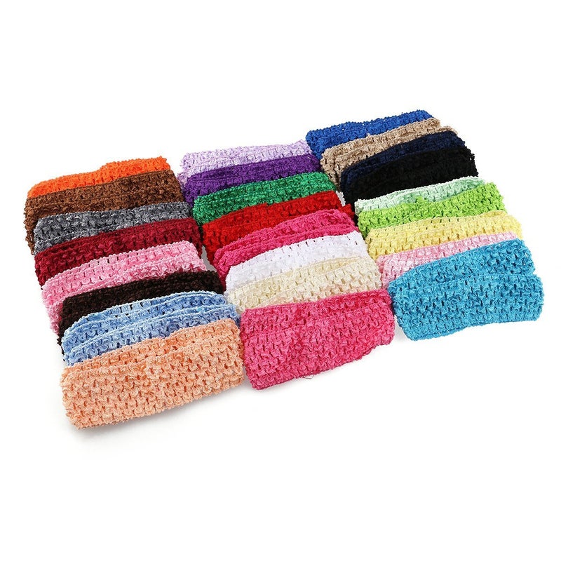 KW Collection Girl Baby Headbands Elastic Crochet Hair Bands Hair Accessories Elastics Ties Shaper Head wrap Set Pack of 50 Pcs in 25 colors (Band: 1.6"Ã—5.5", 25 colors, 2 pcs per color) - Image 3